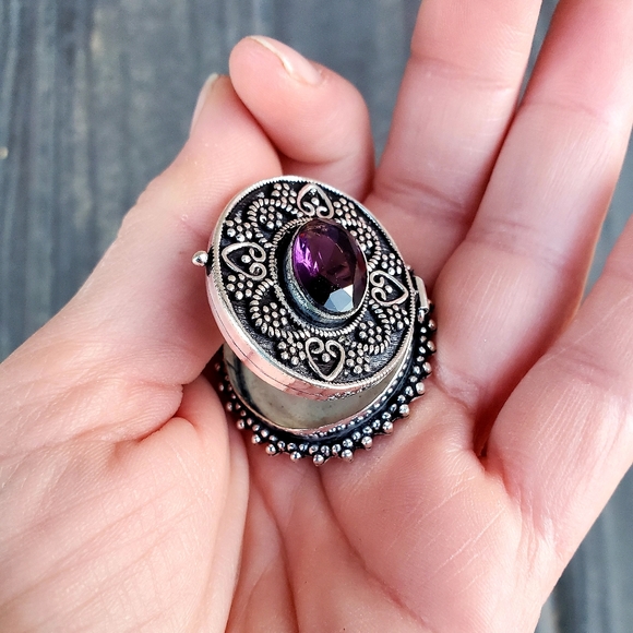New Huge Amethyst 925 Silver Poison Pendant. - Picture 10 of 16